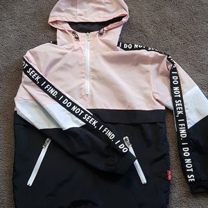 Pale pink and black sport jacket